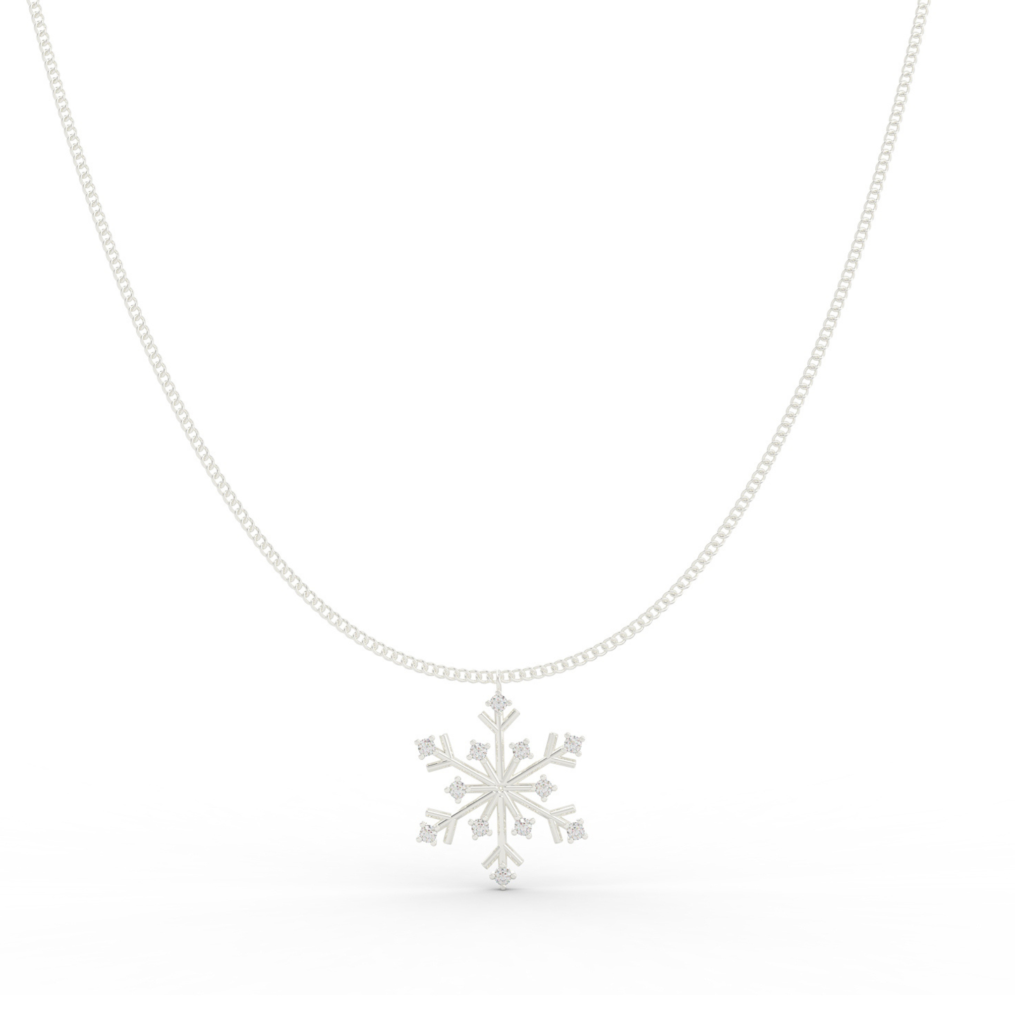 Crystal Snowflake Charm Pendant With Chain- Hallmarked 925 Sterling Silver sterlyn 925