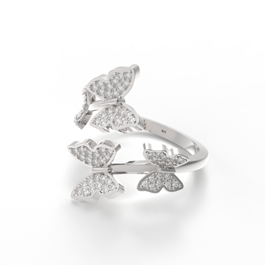 Elegant Butterfly Wrap Around Ring, Hallmarked 925 Sterling Silver sterlyn 925