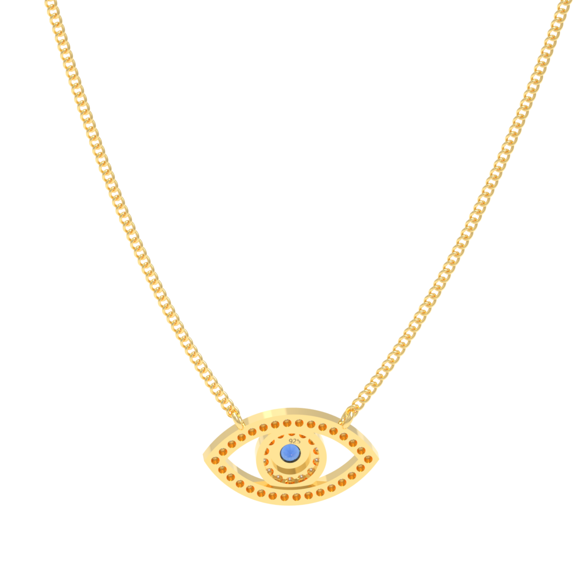 Evil Eye Charm Pendant With Chain, Hallmarked 925 Sterling Silver sterlyn 925