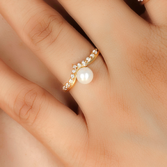 Fresh Water Pearl Engagement Ring, Hallmarked 925 Sterling Silver sterlyn 925