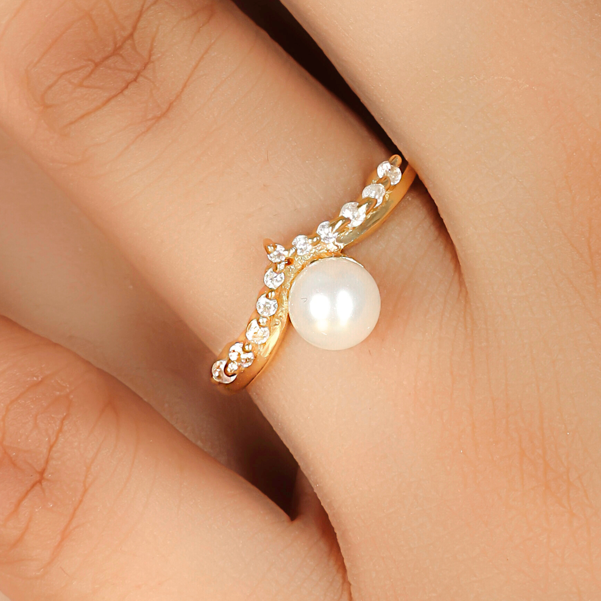 Fresh Water Pearl Engagement Ring, Hallmarked 925 Sterling Silver sterlyn 925