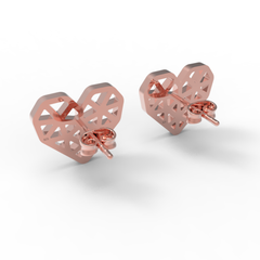 Geometrical Heart Shape Stud Earrings, Hallmarked 925 Sterling Silver sterlyn 925