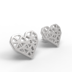 Geometrical Heart Shape Stud Earrings, Hallmarked 925 Sterling Silver sterlyn 925