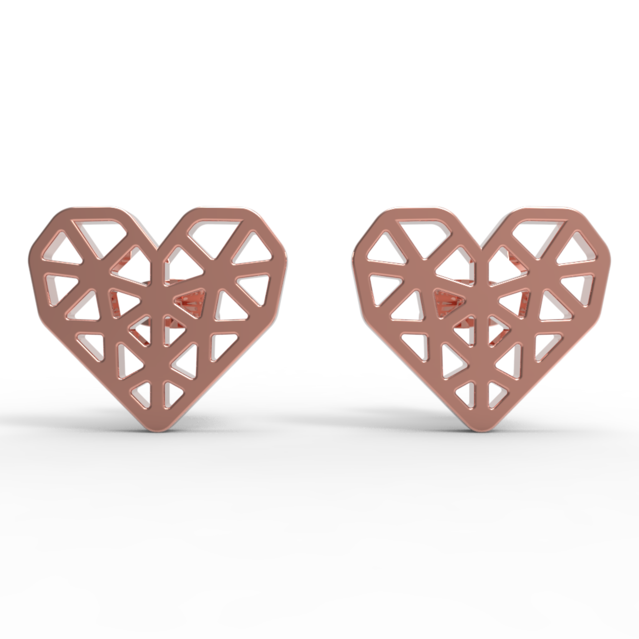 Geometrical Heart Shape Stud Earrings, Hallmarked 925 Sterling Silver sterlyn 925