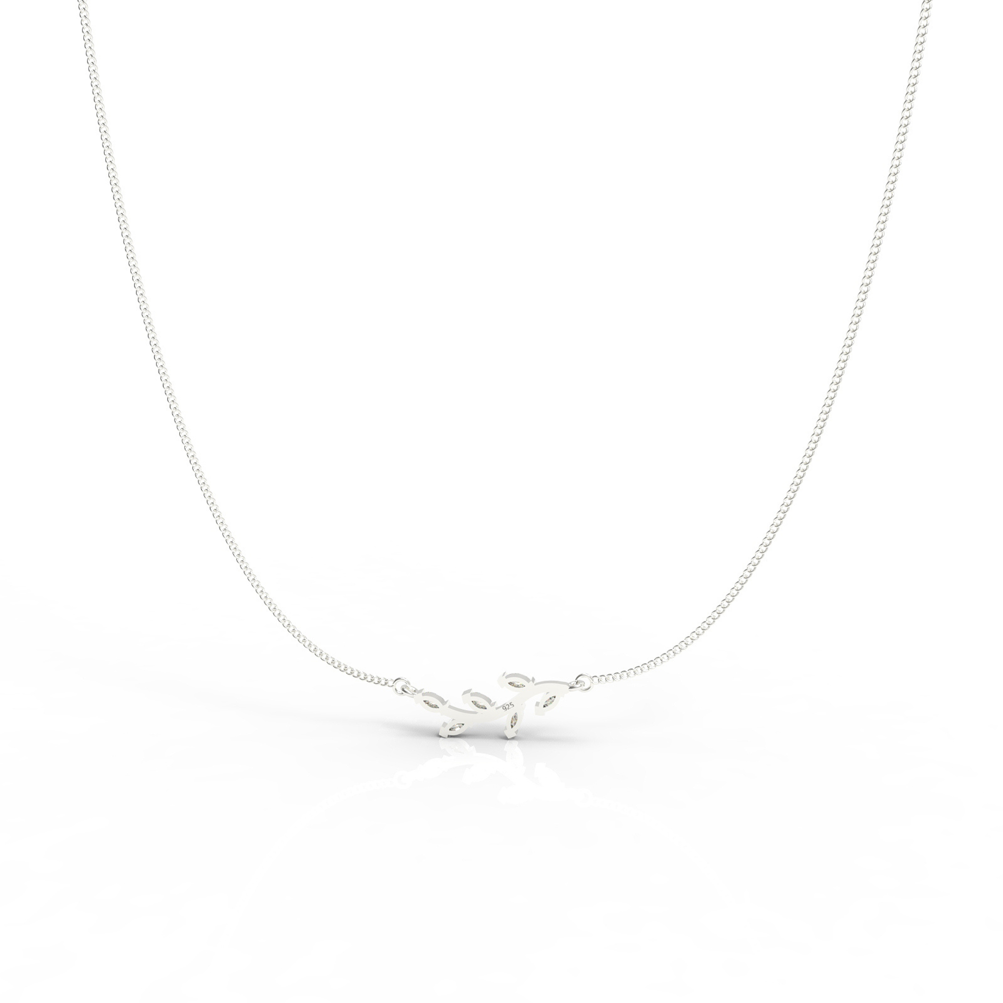 Graduated Sideways Vine Necklace, Hallmarked 925 Sterling Silver sterlyn 925