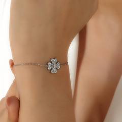 Handmade Clover Leaf Sparkle Chain Bracelet For Her, Hallmarked 925 Sterling Silver sterlyn 925