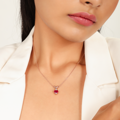 Heart Cut Ruby Pendant With Chain, Hallmarked 925 Sterling Silver sterlyn 925