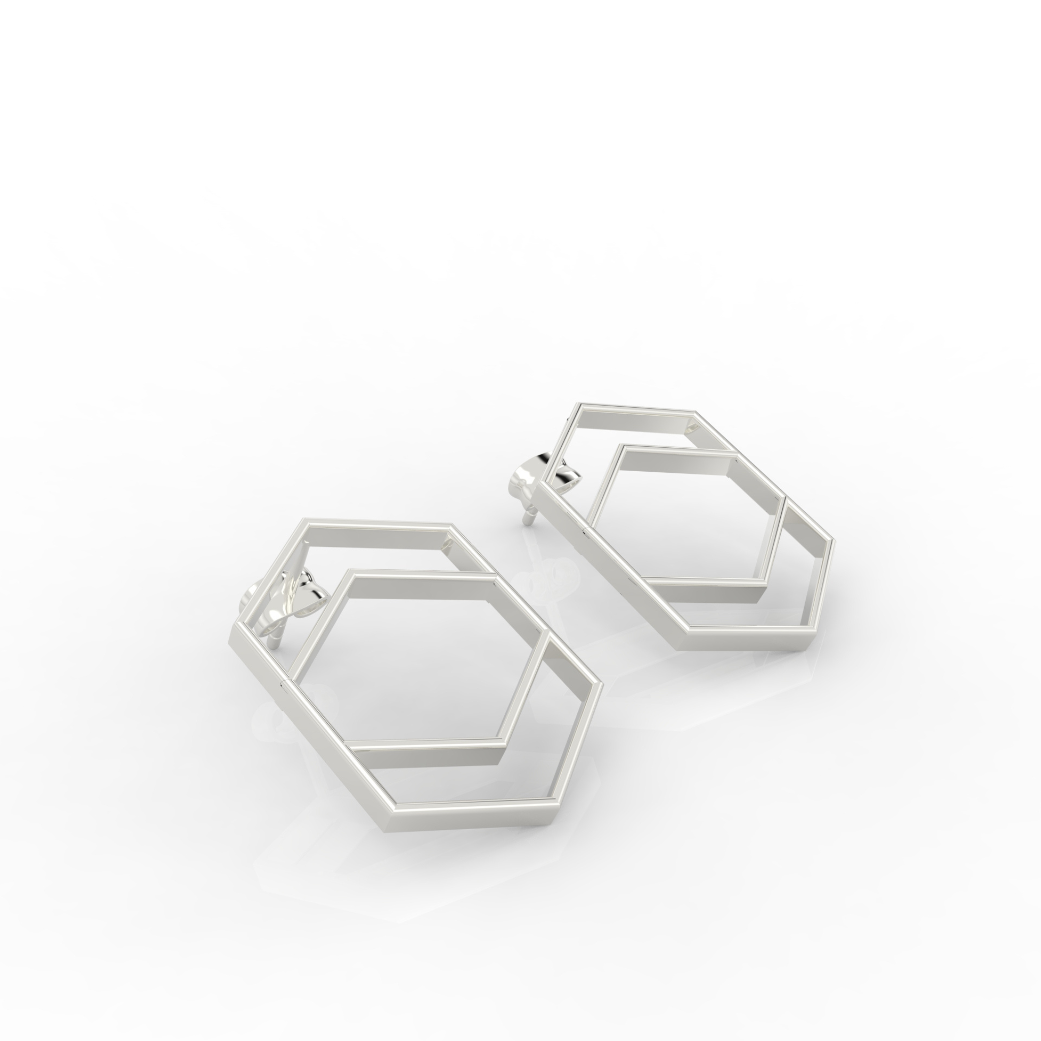 Hexagon Chic Gold Plated Earrings, Hallmarked 925 Sterling Silver sterlyn 925