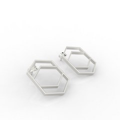 Hexagon Chic Gold Plated Earrings, Hallmarked 925 Sterling Silver sterlyn 925