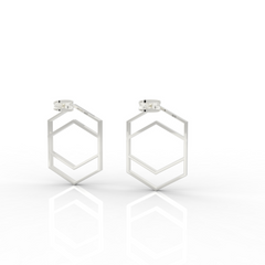 Hexagon Chic Gold Plated Earrings, Hallmarked 925 Sterling Silver sterlyn 925