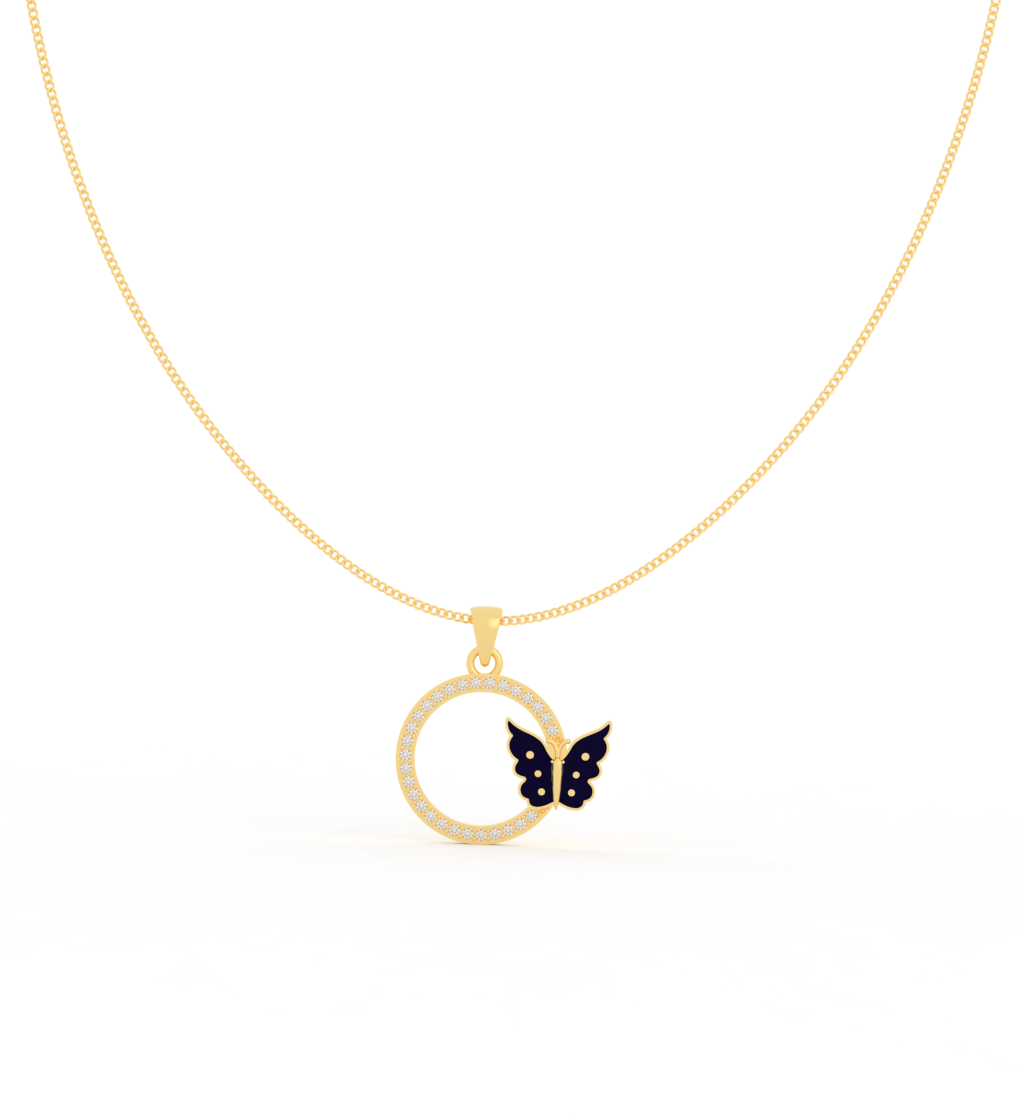 Hot Selling Butterfly Enamel Pendant With Chain, Hallmarked 925 Sterling Silver sterlyn 925