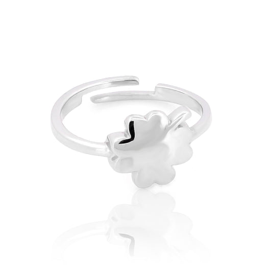 Clover Design Solid Proposal Ring, Hallmarked 925 Sterling Silver White Gold