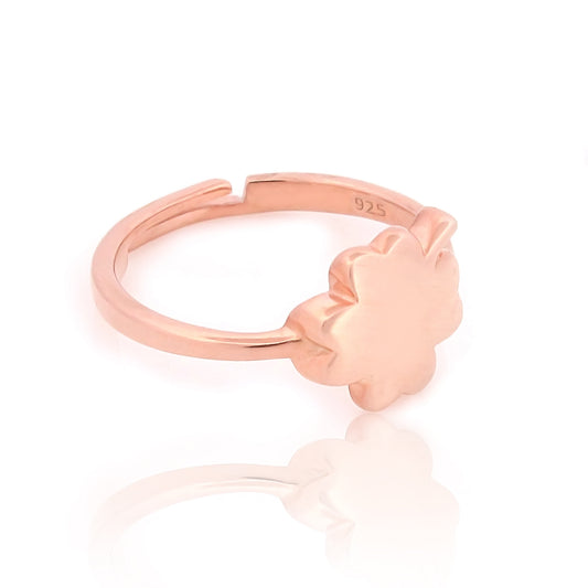 Clover Design Solid Proposal Ring, Hallmarked 925 Sterling Silver Rose Gold