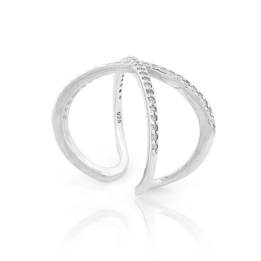 Bold Statement Crisscross Ring- Hallmarked 925 Sterling Silver