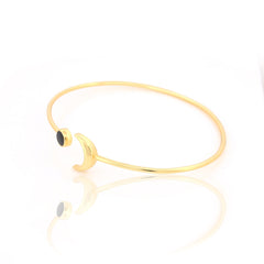 Celestial Glow Moon Bracelet Black Enamel 18kt Gold Plated Bracelet