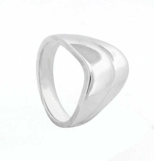 Boho Chunky Wavy Everyday Wear Ring, Hallmarked 925 Sterling Silver White Gold