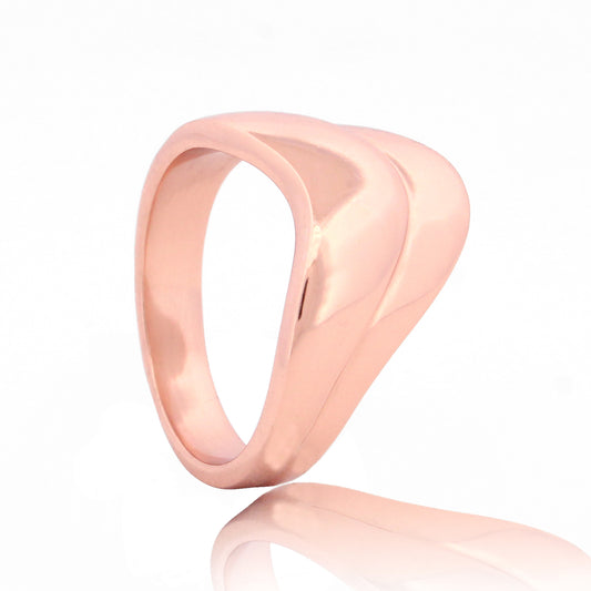 Boho Chunky Wavy Everyday Wear Ring, Hallmarked 925 Sterling Silver Rose Gold