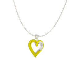 Yellow Enamel Heart Stone Pendant With Chain, Hallmarked 925 Sterling Silver (Copy)