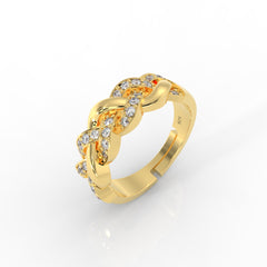 Twisted Rope Band Ring Yellow Gold Plated- Hallmarked 925 Sterling Silver Yellow Gold