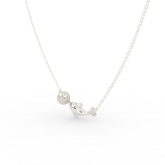Elegant Dolphin & Pearl Pendant – Silver Finish for Women