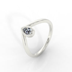 Dainty Diamond Chevron Ring For Her, Hallmarked 925 Sterling Silver