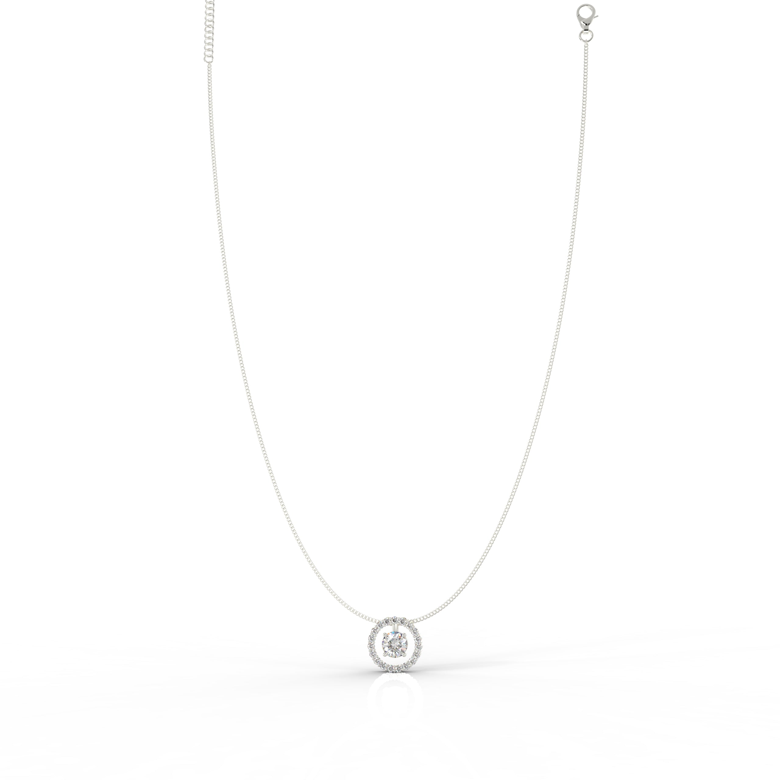 Dazzling Solitaire Circle Shaped Pendant With Chain- Hallmarked 925 Sterling Silver