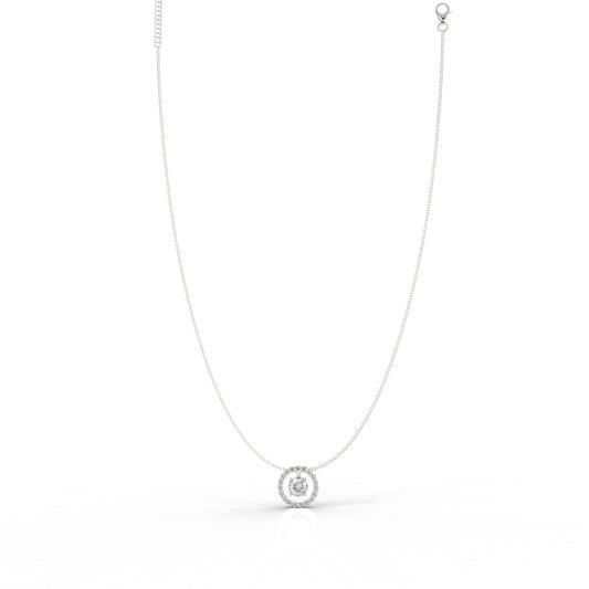 Dazzling Solitaire Circle Shaped Pendant With Chain- Hallmarked 925 Sterling Silver - sitabo