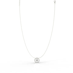 Dazzling Solitaire Circle Shaped Pendant With Chain- Hallmarked 925 Sterling Silver