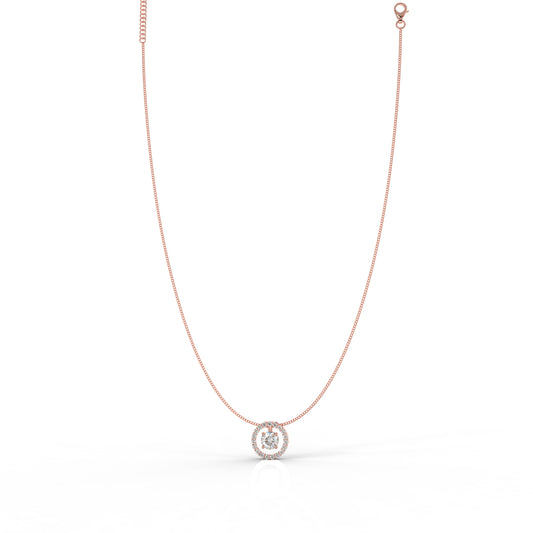 Dazzling Solitaire Circle Shaped Pendant With Chain- Hallmarked 925 Sterling Silver - sitabo