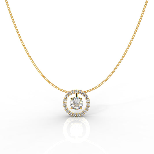 Dazzling Solitaire Circle Shaped Pendant With Chain- Hallmarked 925 Sterling Silver - sitabo