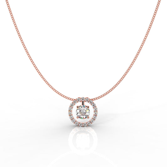 Dazzling Solitaire Circle Shaped Pendant With Chain- Hallmarked 925 Sterling Silver - sitabo