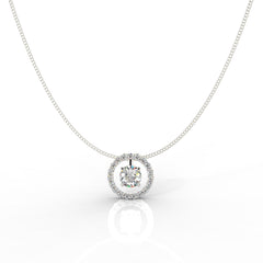 Dazzling Solitaire Circle Shaped Pendant With Chain- Hallmarked 925 Sterling Silver