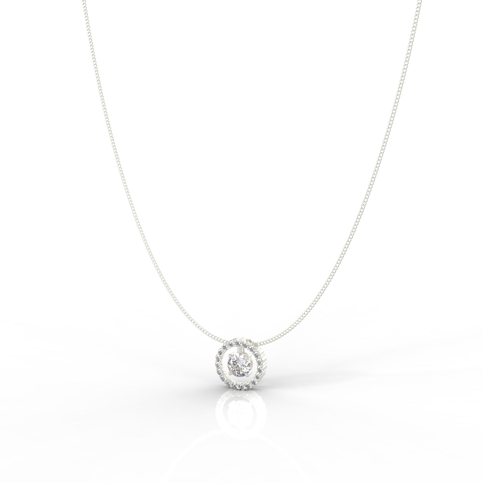 Dazzling Solitaire Circle Shaped Pendant With Chain- Hallmarked 925 Sterling Silver