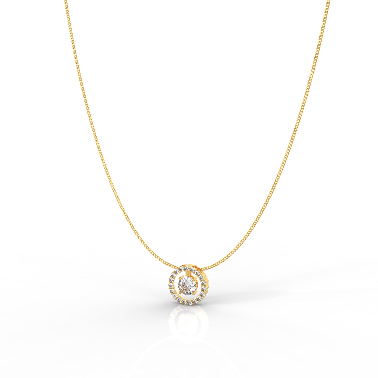 Dazzling Solitaire Circle Shaped Pendant With Chain- Hallmarked 925 Sterling Silver