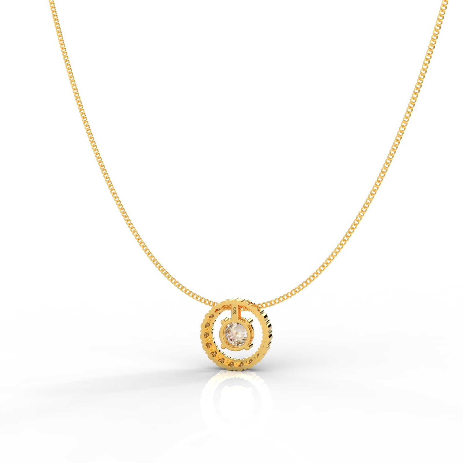 Most Selling Round Pendant With Chain, Hallmarked 925 Sterling Silver