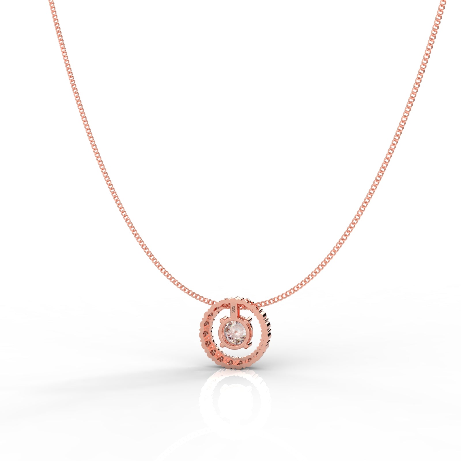 Dazzling Solitaire Circle Shaped Pendant With Chain- Hallmarked 925 Sterling Silver