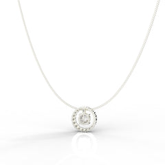 Dazzling Solitaire Circle Shaped Pendant With Chain- Hallmarked 925 Sterling Silver