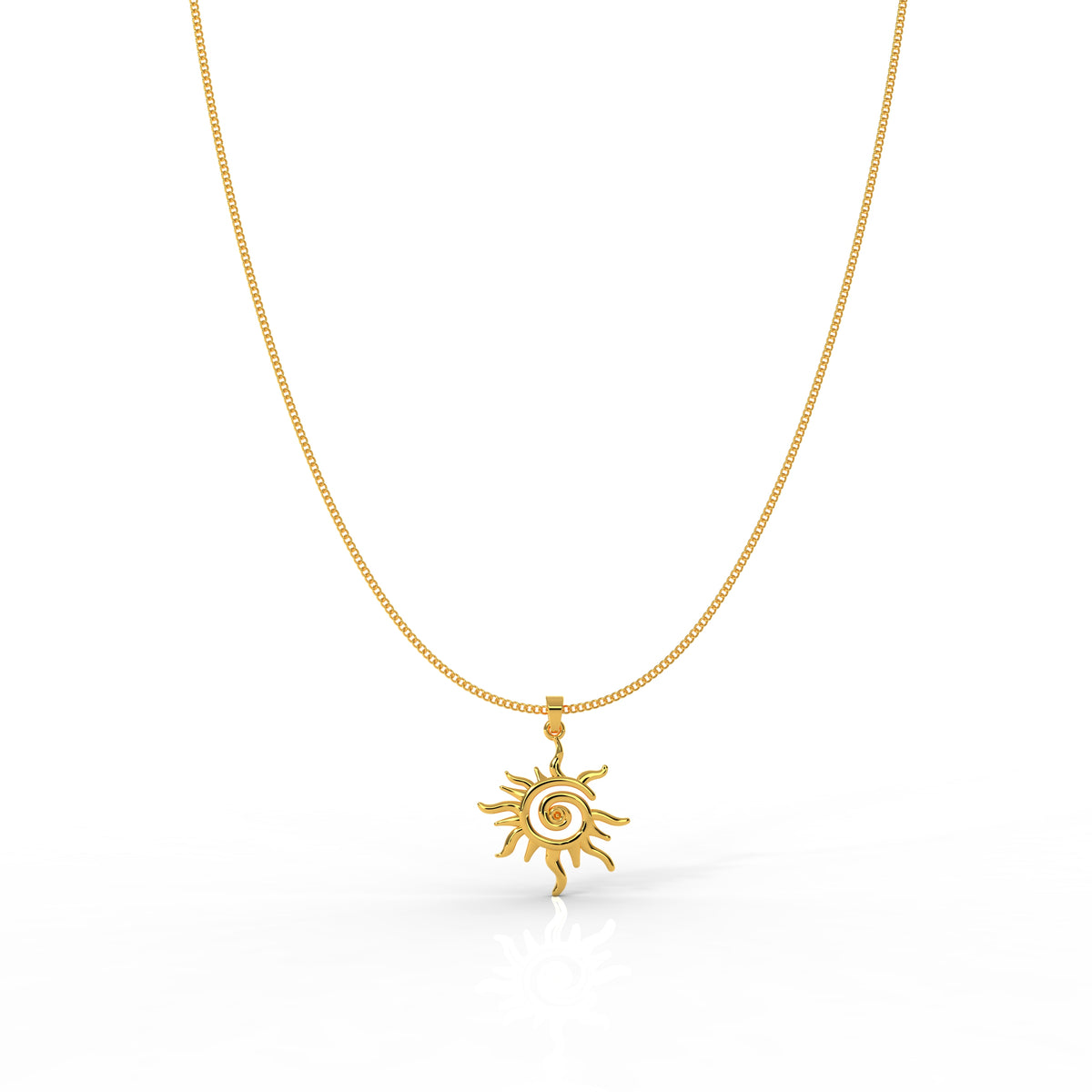 Bright Sun Minimal Pendant With Chain, Hallmarked 925 Sterling Silver