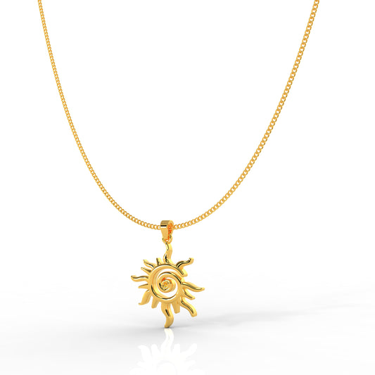 Bright Sun Minimal Pendant With Chain, Hallmarked 925 Sterling Silver - sitabo