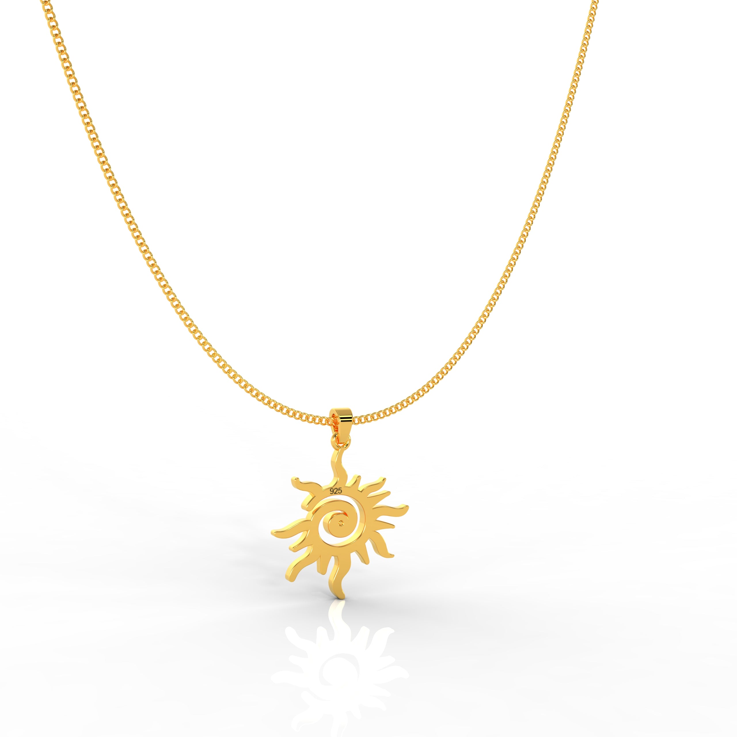 Bright Sun Minimal Pendant With Chain, Hallmarked 925 Sterling Silver