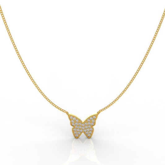 Butterfly Cute Pendant With Chain, Hallmarked 925 Sterling Silver