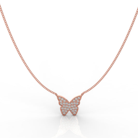 Butterfly Cute Pendant With Chain, Hallmarked 925 Sterling Silver