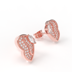 Sparkling Stud Earrings For Her, Hallmarked 925 Sterling Silver Rose Gold