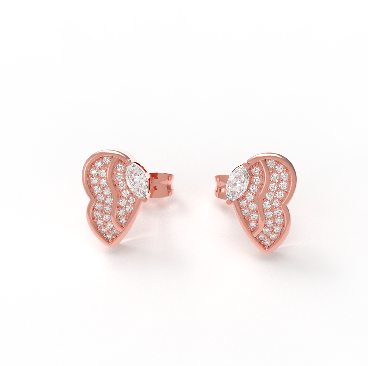 Sparkling Stud Earrings For Her, Hallmarked 925 Sterling Silver Rose Gold