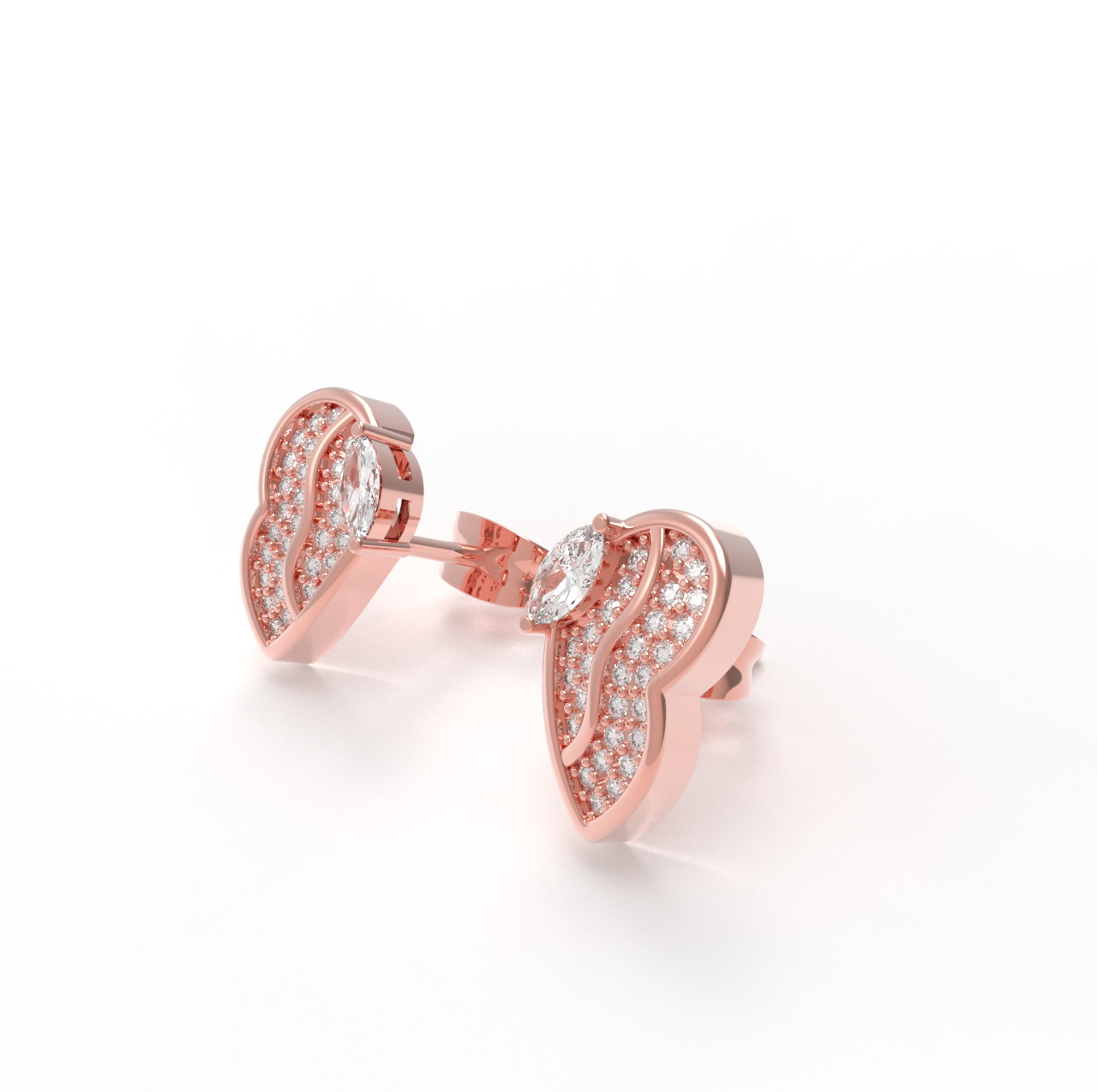 Sparkling Stud Earrings For Her, Hallmarked 925 Sterling Silver Rose Gold