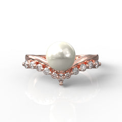 Fresh Water Pearl Engagement Ring, Hallmarked 925 Sterling Silver