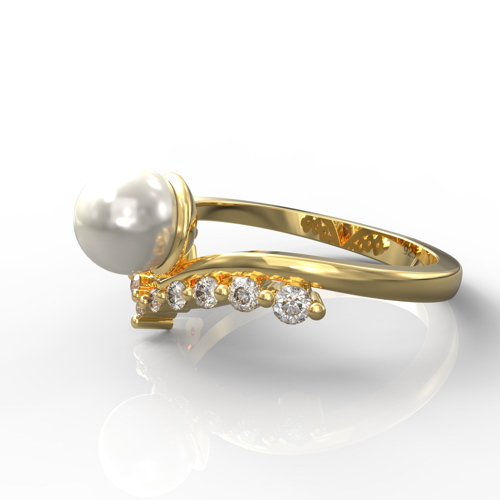 Fresh Water Pearl Engagement Ring, Hallmarked 925 Sterling Silver