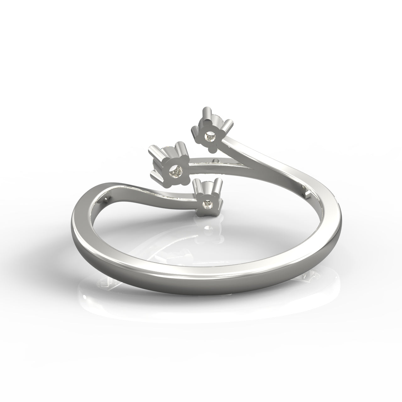 Nature Inspired Leaf Shaped Ring White Gold Plated- Hallmarked 925 Sterling Silver White Gold