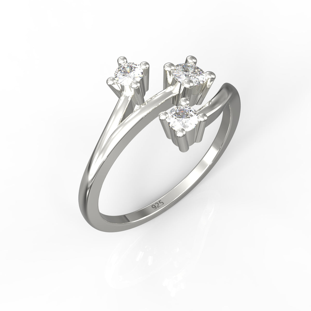 Nature Inspired Leaf Shaped Ring White Gold Plated- Hallmarked 925 Sterling Silver White Gold