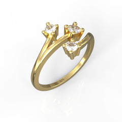 Nature Inspired Leaf Shaped Ring- Hallmarked 925 Sterling Silver Yellow Gold